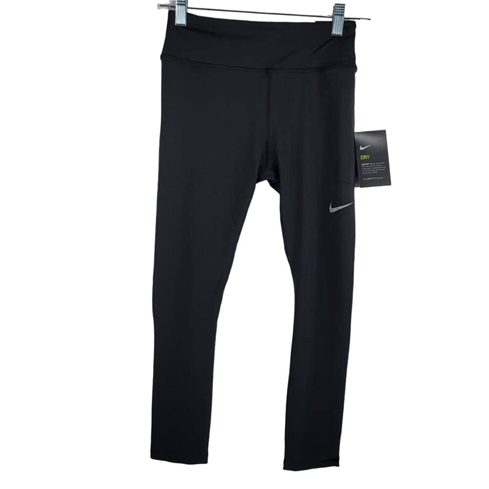 Nike Running Tight Fit, Collant Crop Length Black Athletic Leggings S NWT